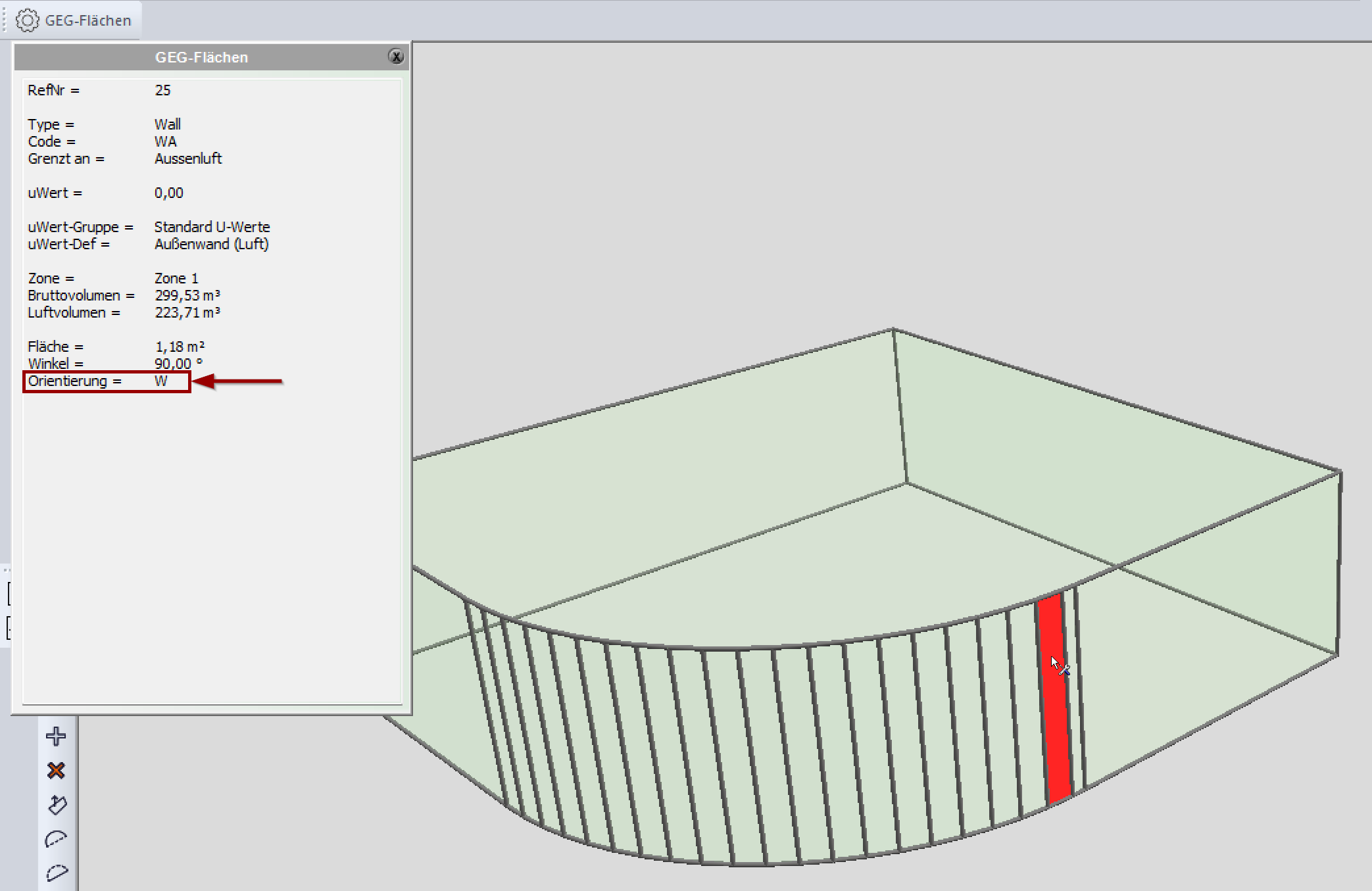 Ausrichtung Wandabschnitt